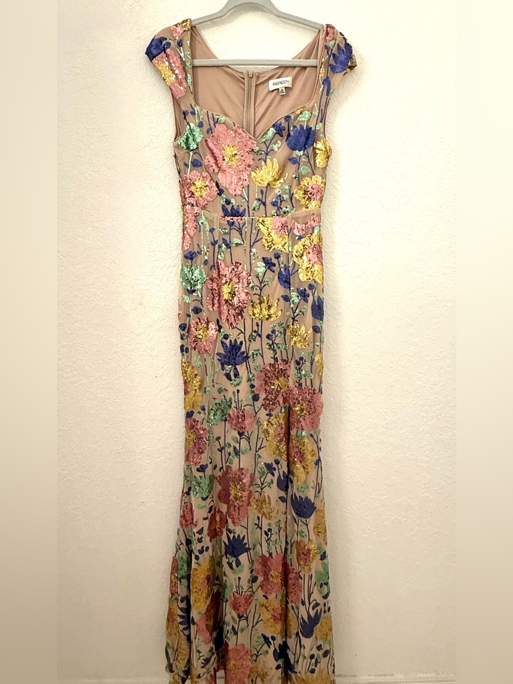 Faeriesty Floral Sequin Evening Gown